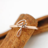 Handwriting Ring 14K Solid Gold Initial Ring, Customized Stacking Ring in Yellow, White, Rose Gold - Fine Jewelry by Anastasia Savenko